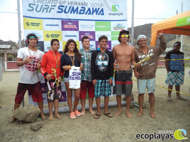 Ganadores de la 5ta fecha del circuito de verano “Surf Sumbawa 2013”.